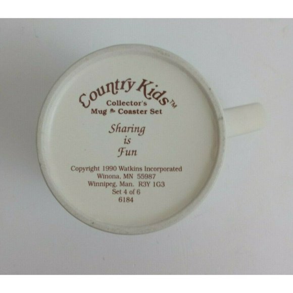 Vintage 1990 Watkins Country Kids Sharing Is Fun Coffee Cup Mug Collectible - Picture 6 of 7